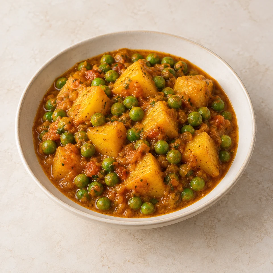 Curry, potato & pea (aloo muttar) — ai-generated illustration