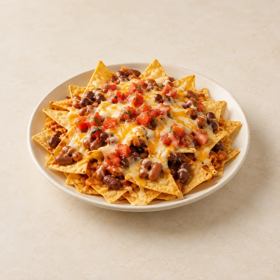 Nachos, with beans — ai-generated illustration