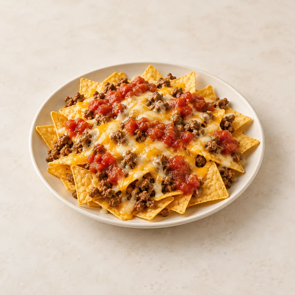 Nachos, with meat — ai-generated illustration