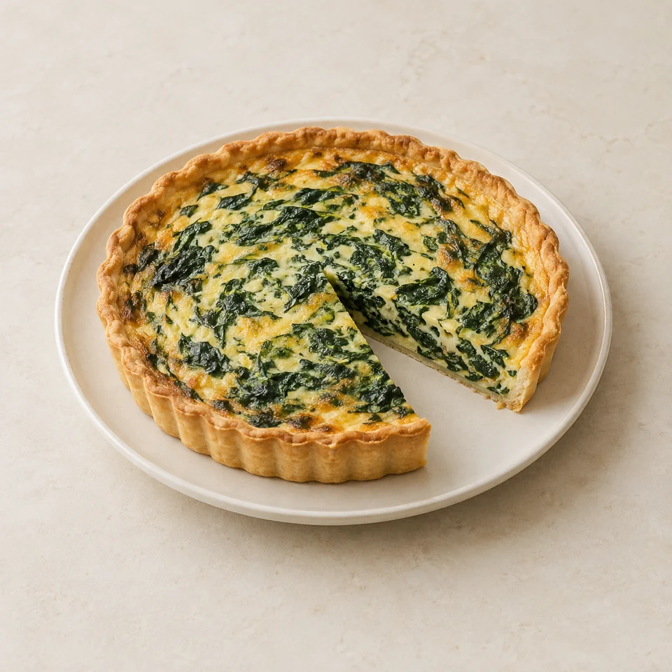 Quiche, spinach — ai-generated illustration