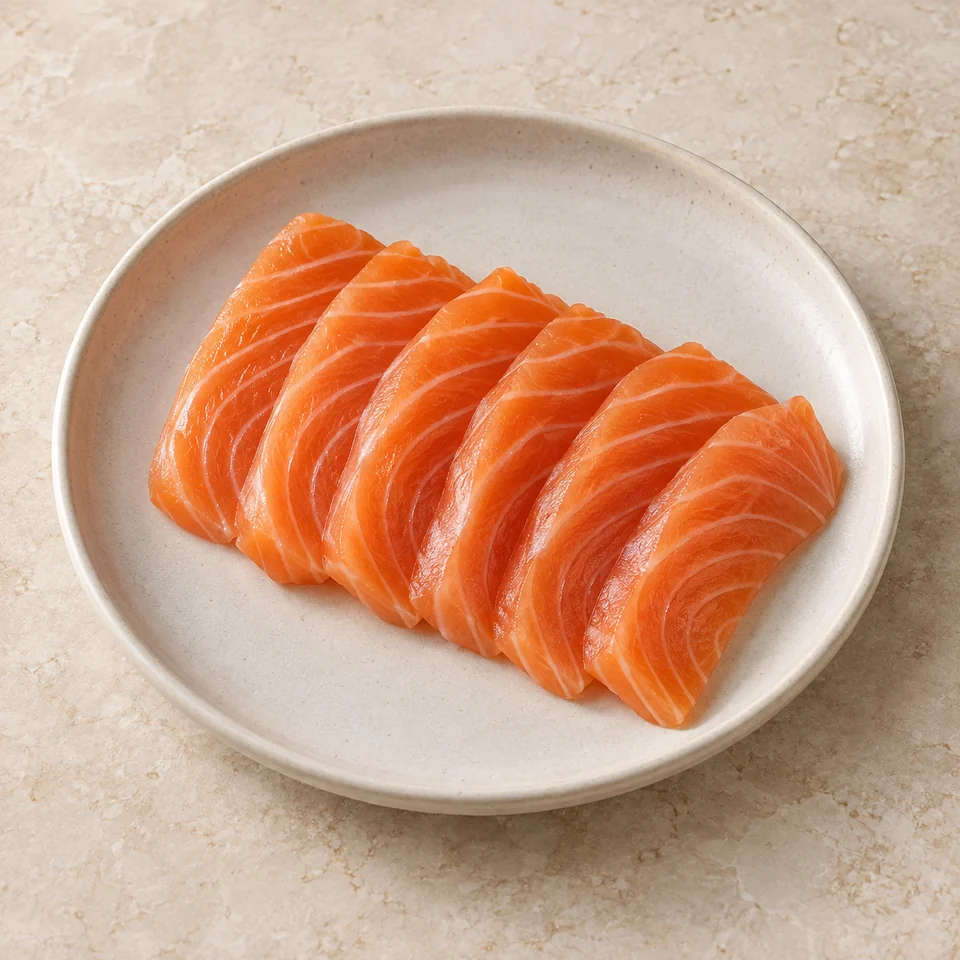 Salmon, sashimi style, raw — ai-generated illustration