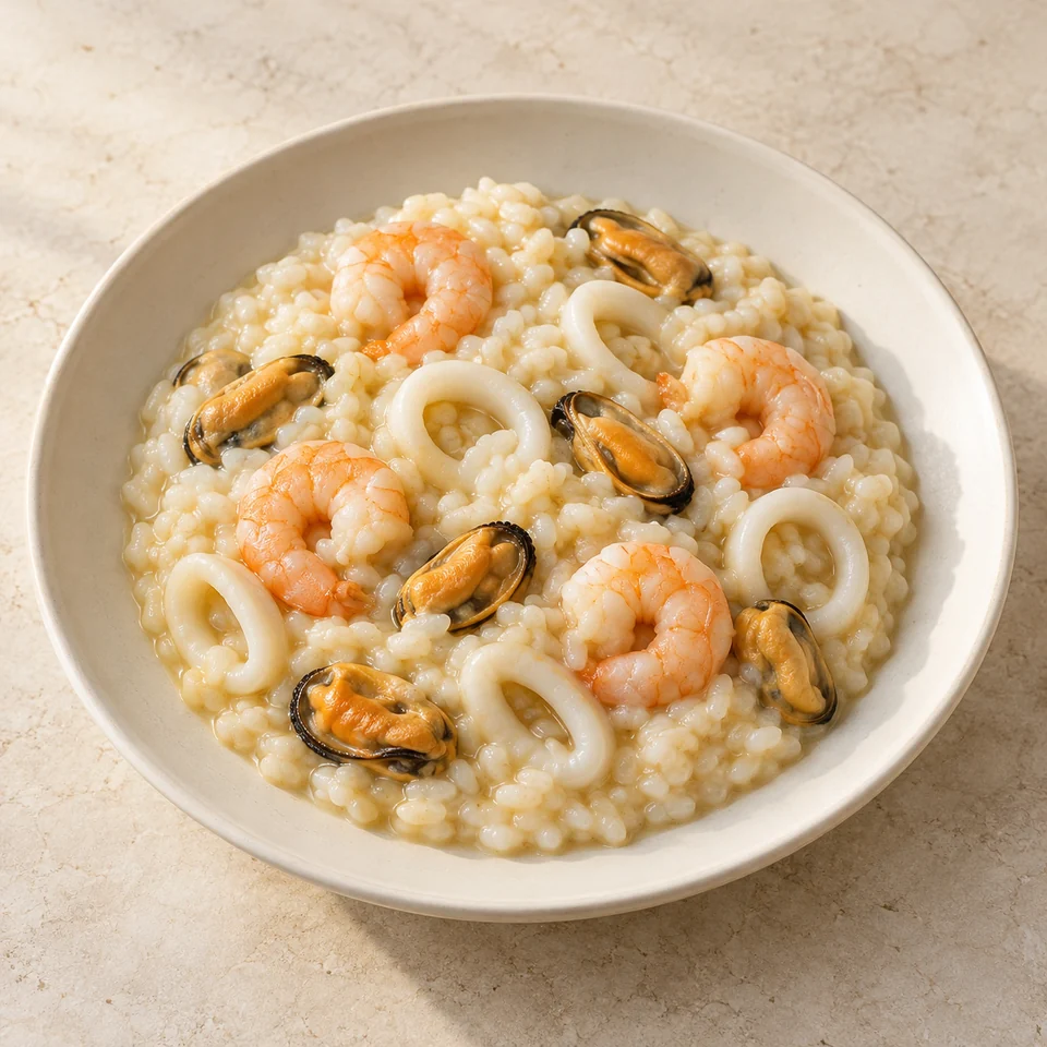 Risotto, seafood — ai-generated illustration