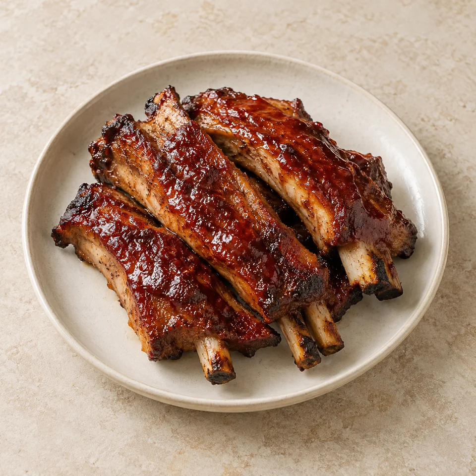 Pork, spare ribs, 'barbecue style', homemade — ai-generated illustration