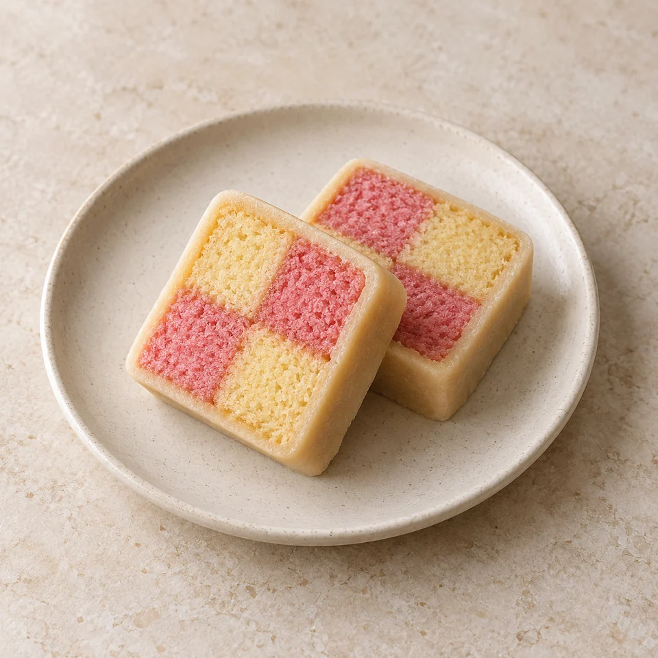 Cake, battenberg, retail — ai-generated illustration