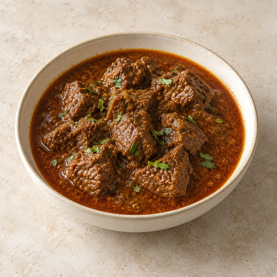Curry, beef, homemade — ai-generated illustration