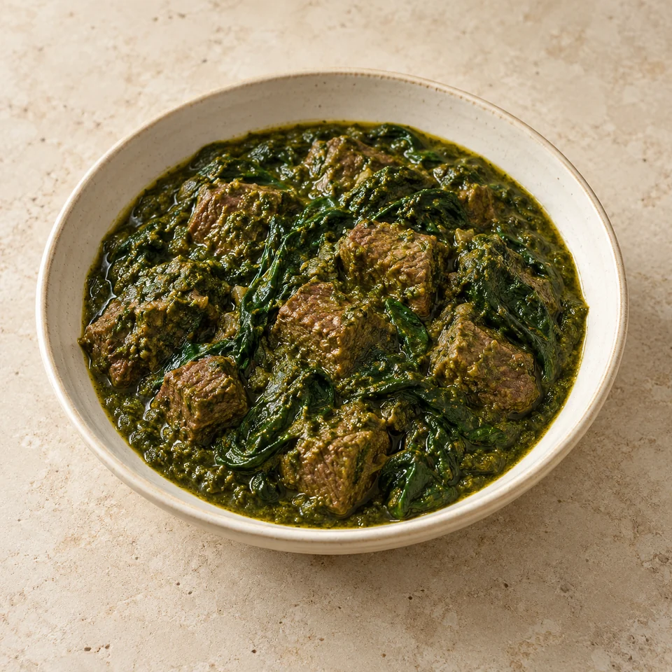 Curry, beef and spinach, homemade — ai-generated illustration