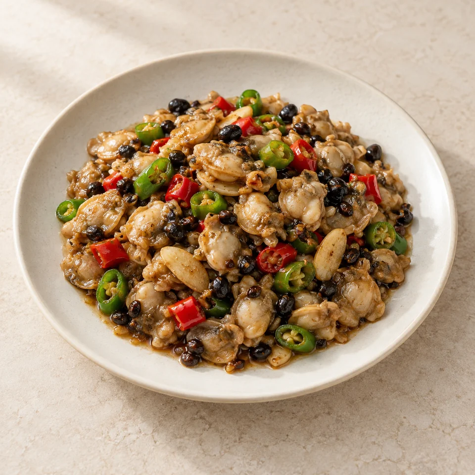 Black Bean & Chili Stir-Fried Clams — ai-generated illustration