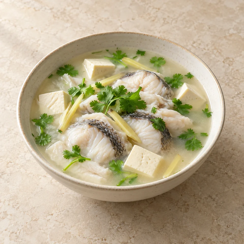 Black Fish and Tofu Soup — ai-generated illustration