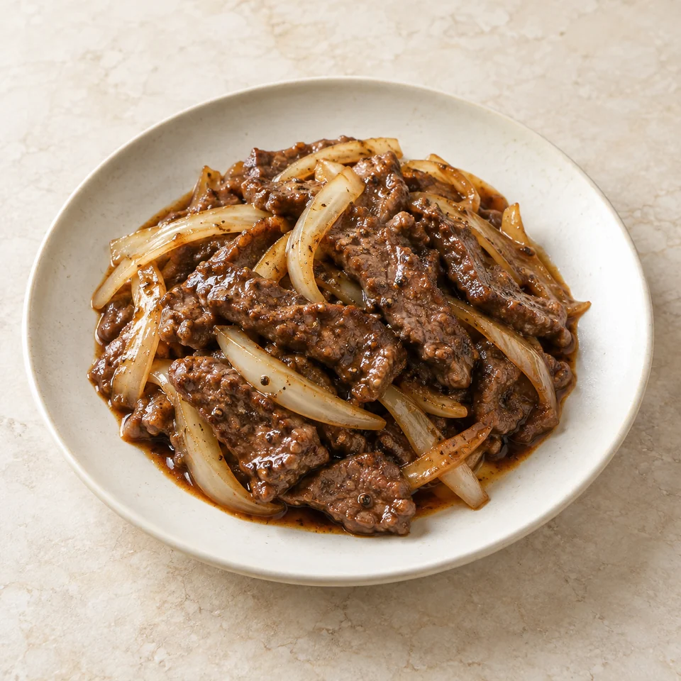 Black Pepper Beef Strips — ai-generated illustration