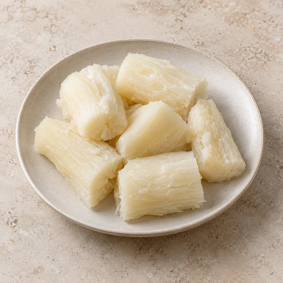 Cassava, boiled in unsalted water — ai-generated illustration