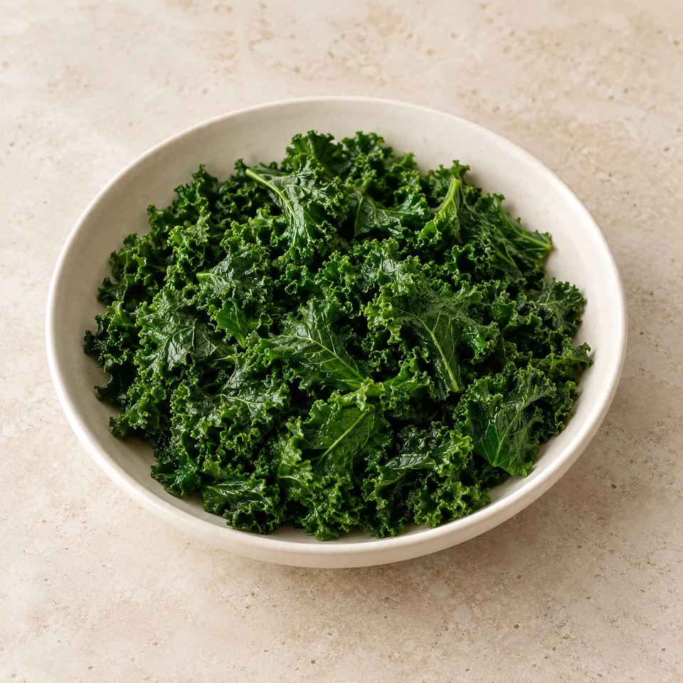 Curly kale, boiled in unsalted water — ai-generated illustration