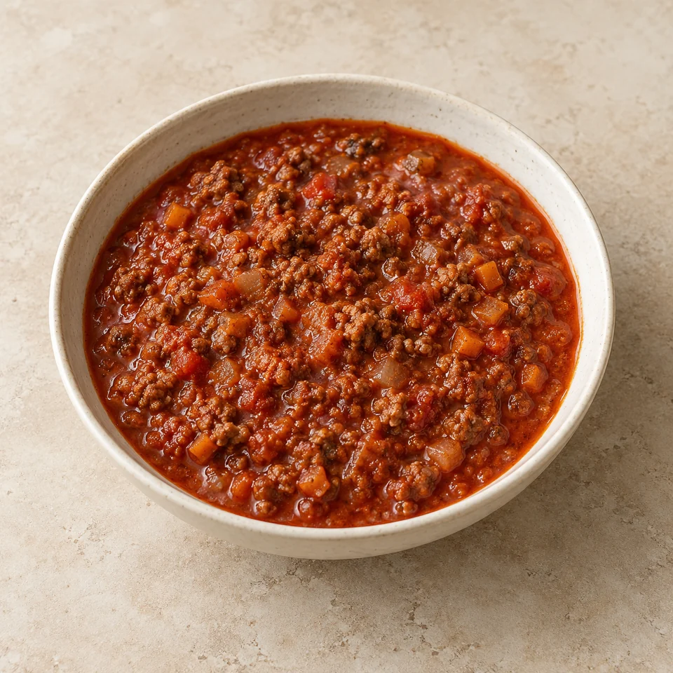Bolognese sauce (with meat), homemade — ai-generated illustration