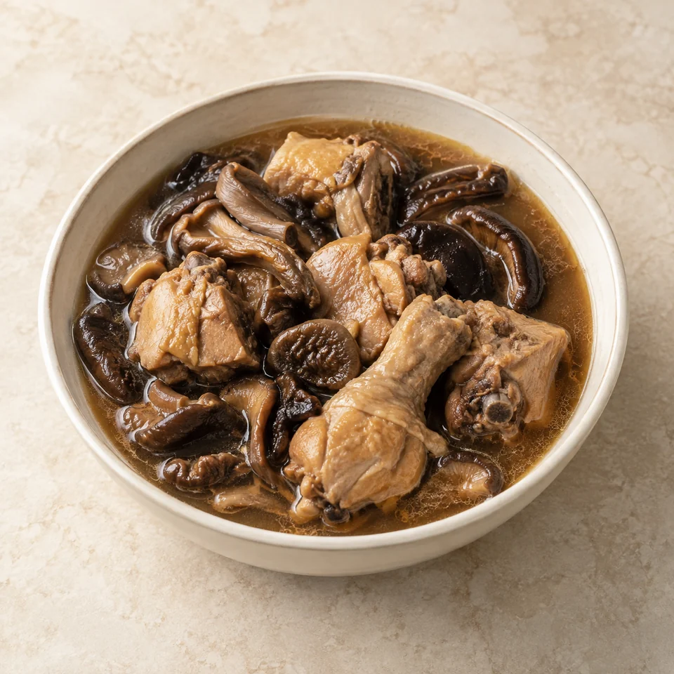 Braised Chicken with Mushrooms — ai-generated illustration
