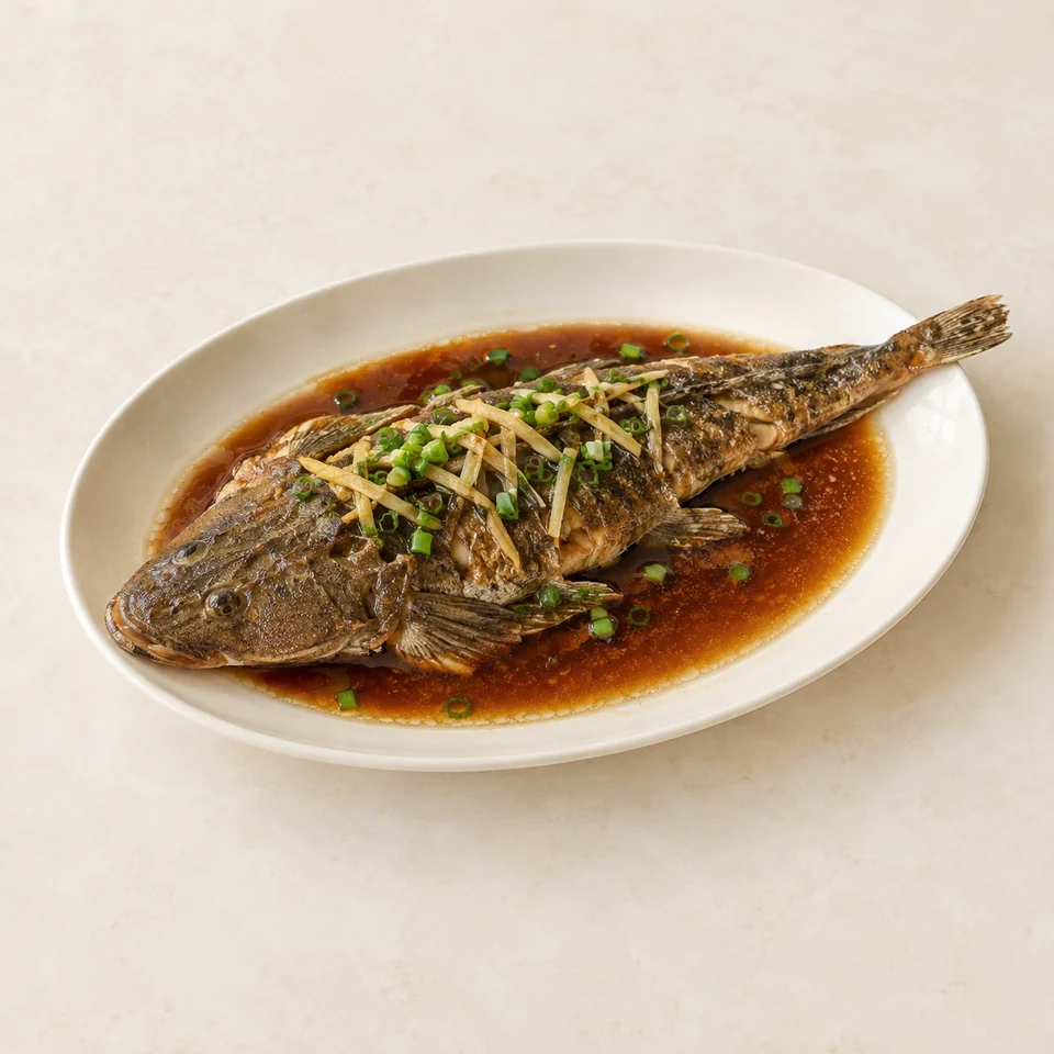 Braised Flathead — ai-generated illustration