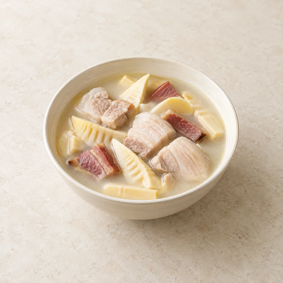 Braised Pork, Bamboo Shoots and Fresh Pork Soup — ai-generated illustration
