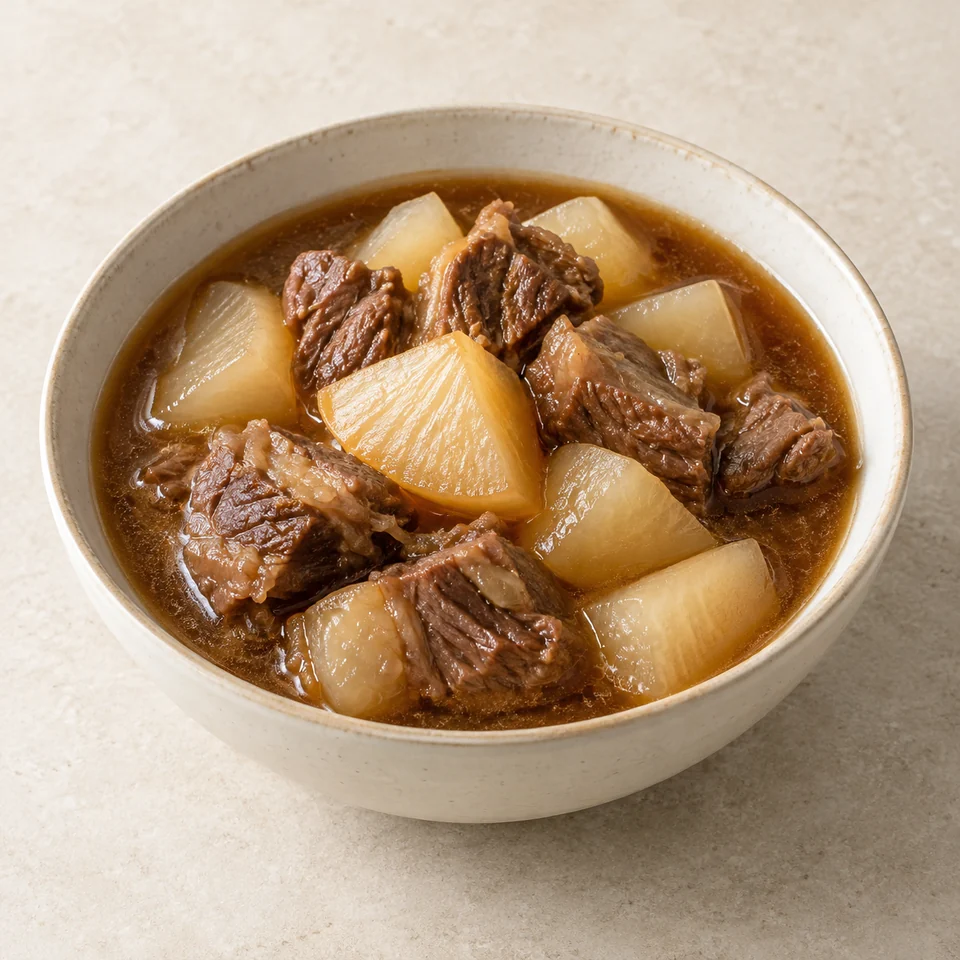Braised Radish with Beef Brisket — ai-generated illustration