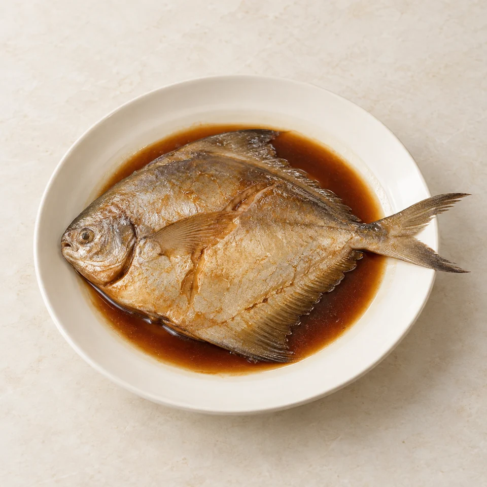 Braised Silver Pomfret — ai-generated illustration