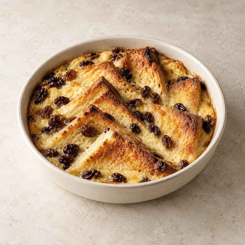 Pudding, bread and butter, homemade — ai-generated illustration