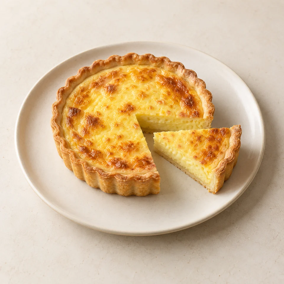 Quiche, cheese and egg, homemade — ai-generated illustration