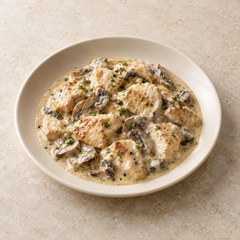 Chicken fricassee, homemade — ai-generated illustration