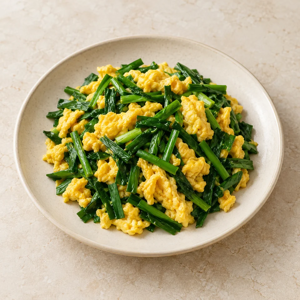 Stir-fried Chives with Eggs — ai-generated illustration