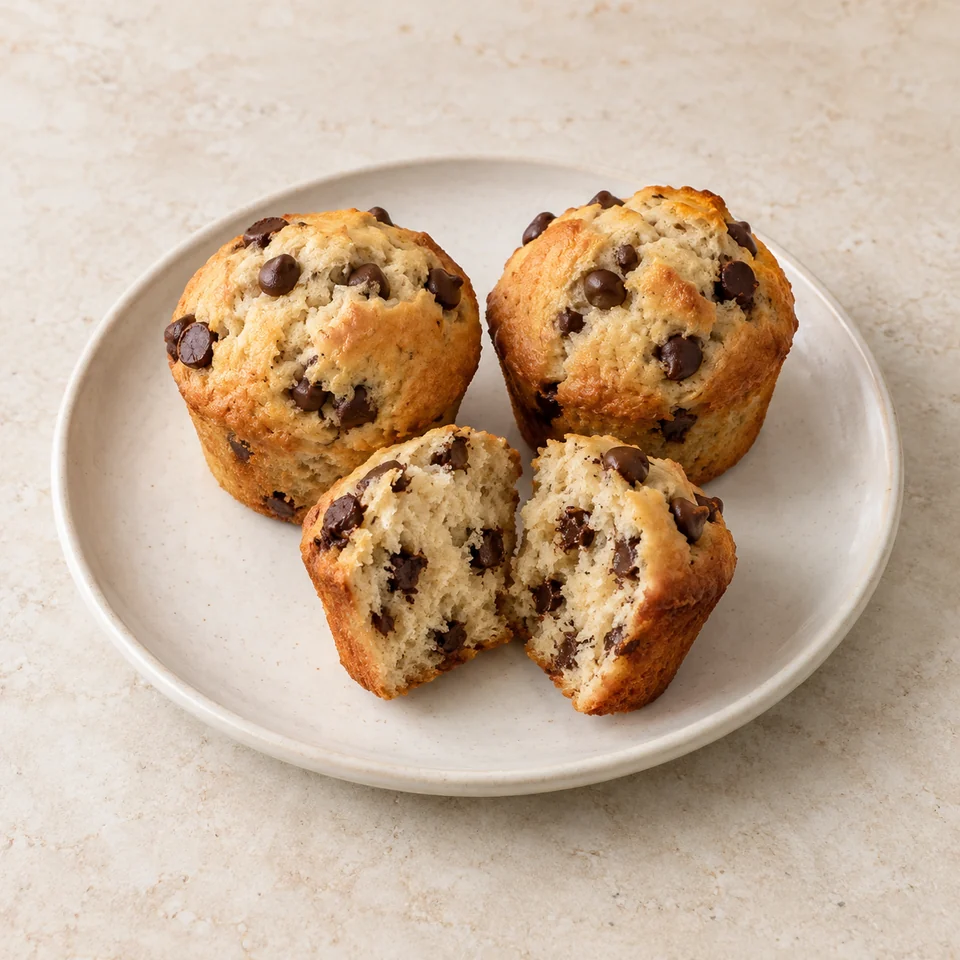 Muffins, American style, chocolate chip, homemade — ai-generated illustration