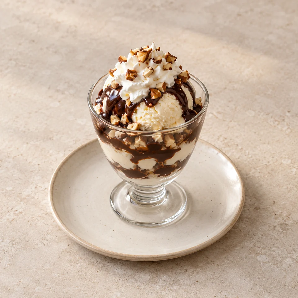 Chocolate nut sundae — ai-generated illustration