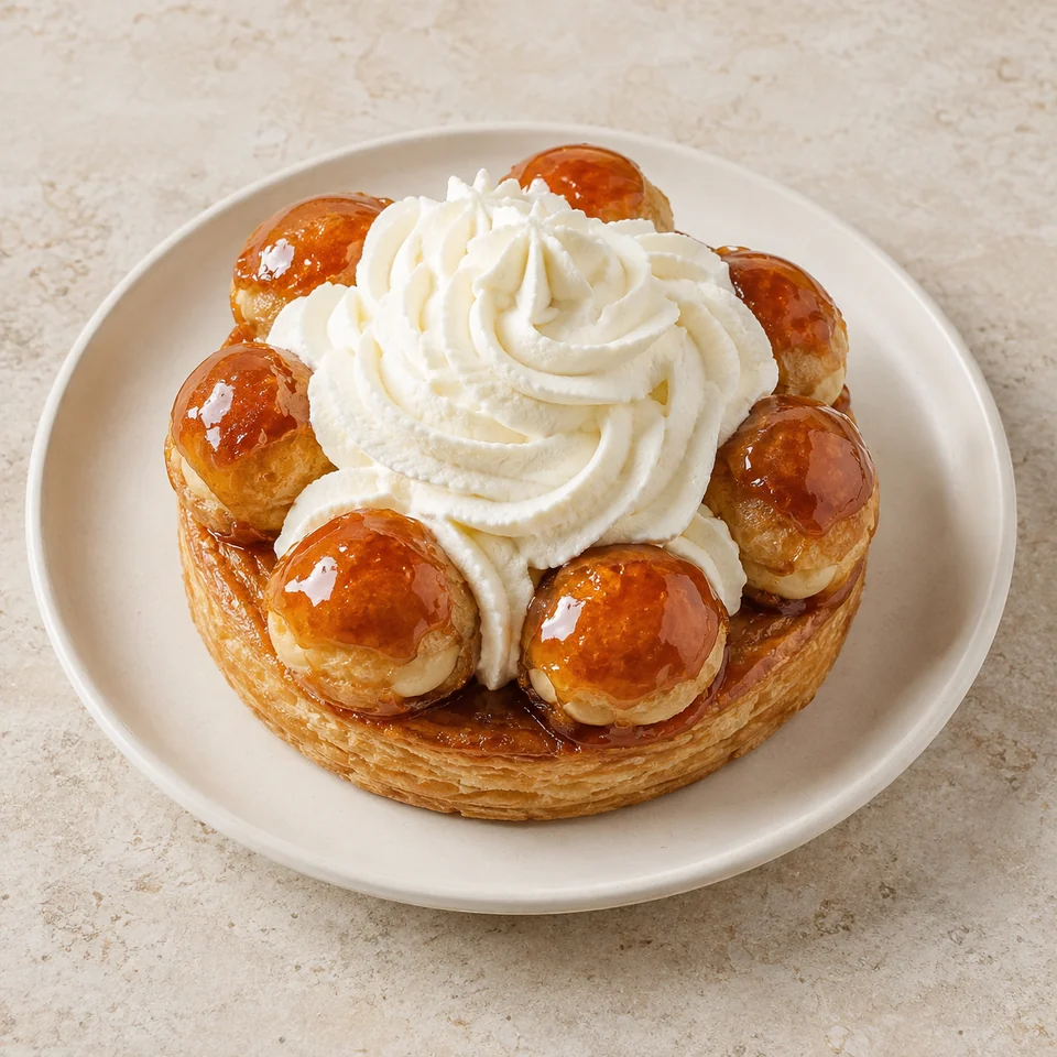 Saint-honoré or cream-filled choux — ai-generated illustration