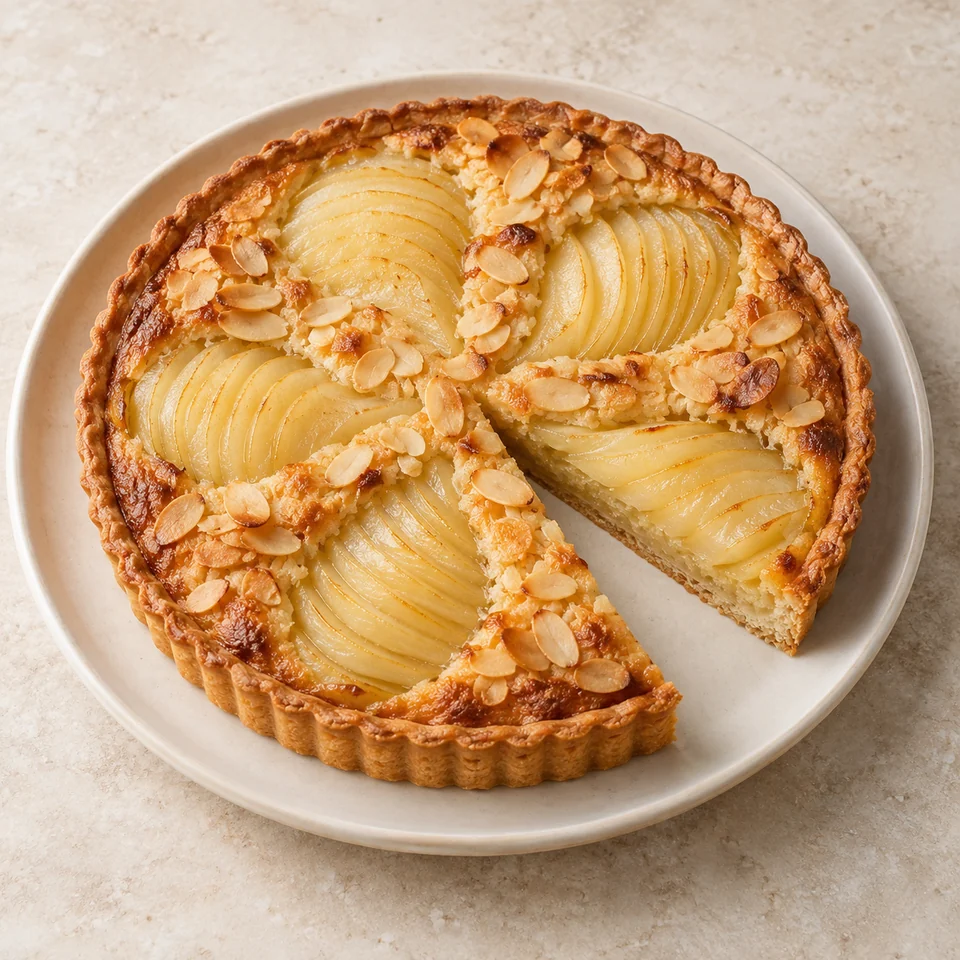 Pear and almond tart — ai-generated illustration
