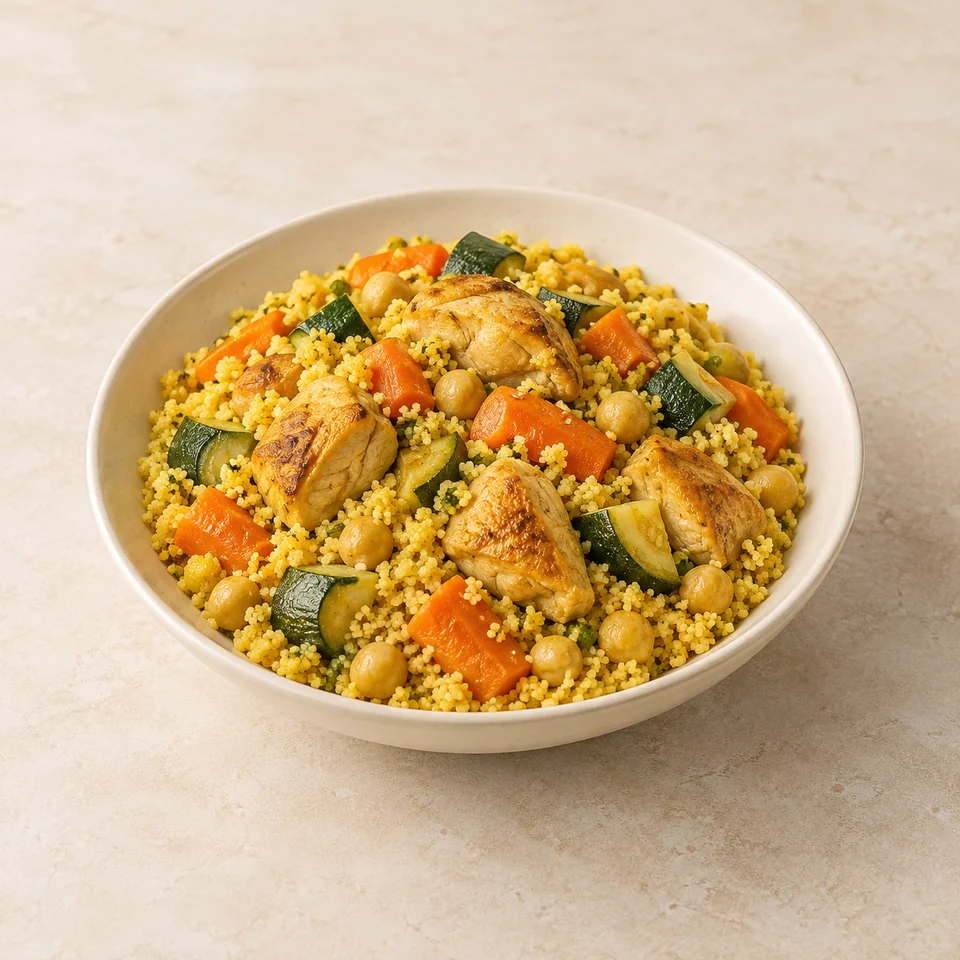 Couscous with chicken — ai-generated illustration