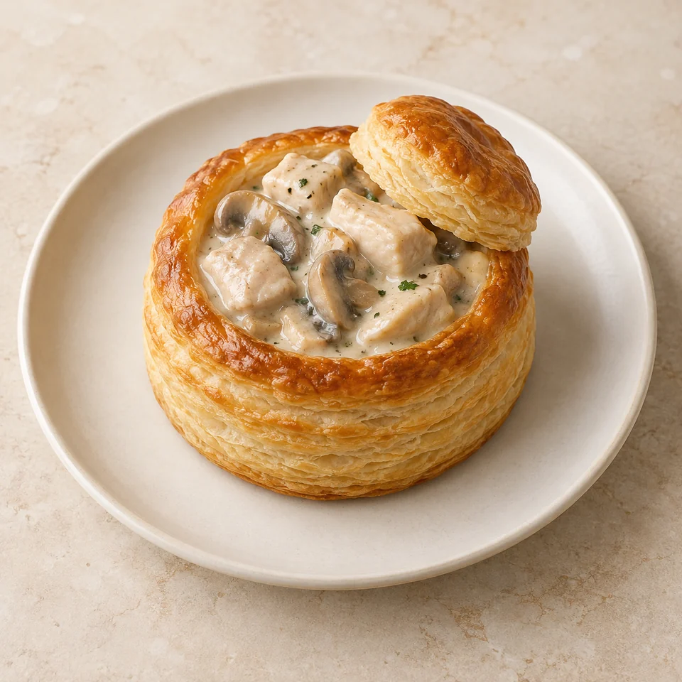 Vol-au-vent with meat or poultry — ai-generated illustration