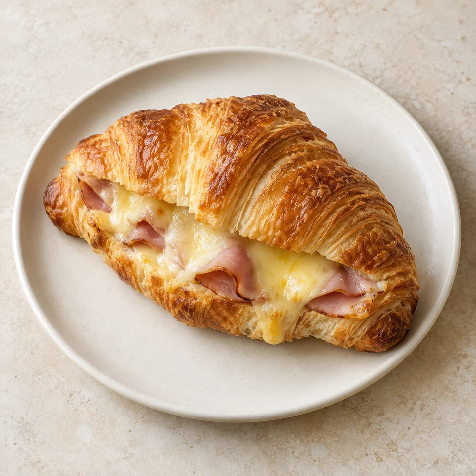 Homemade ham and cheese croissant — ai-generated illustration