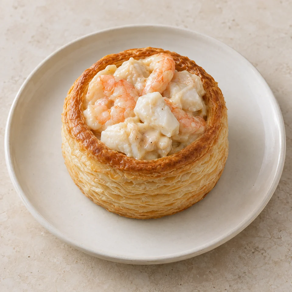 Homemade seafood vol-au-vent — ai-generated illustration
