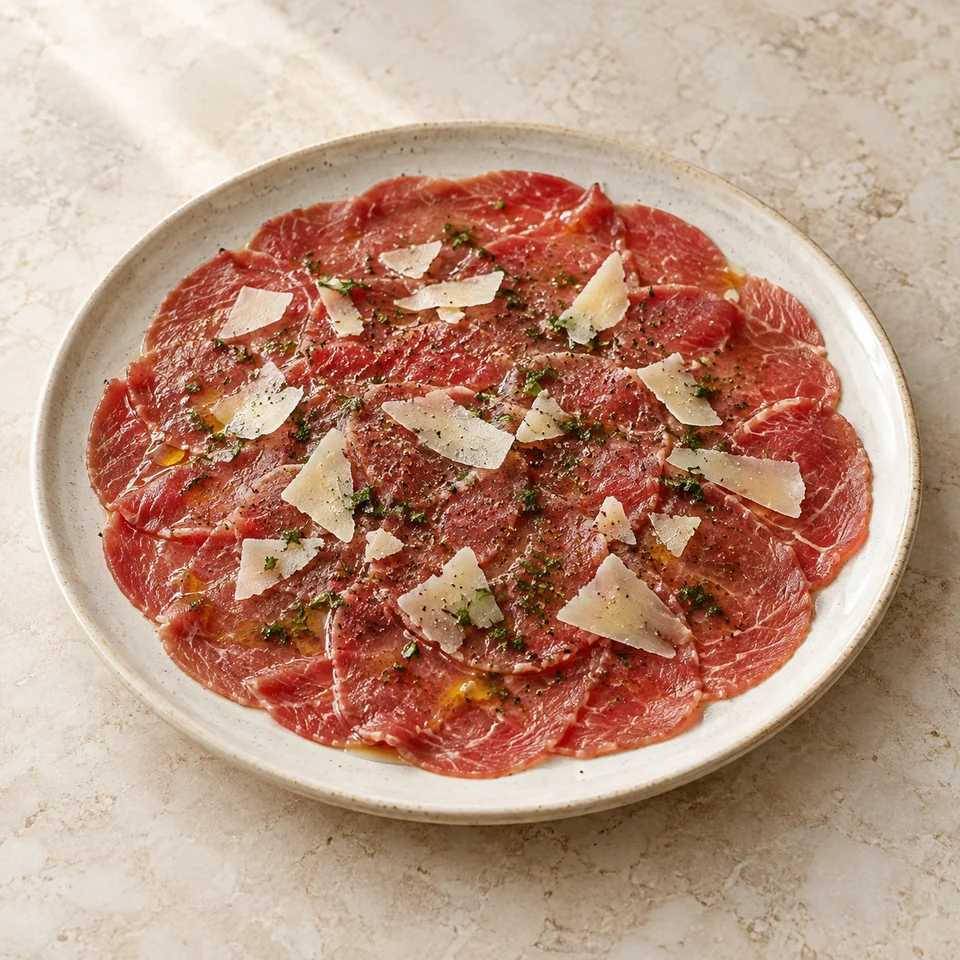 Beef carpaccio with marinade — ai-generated illustration