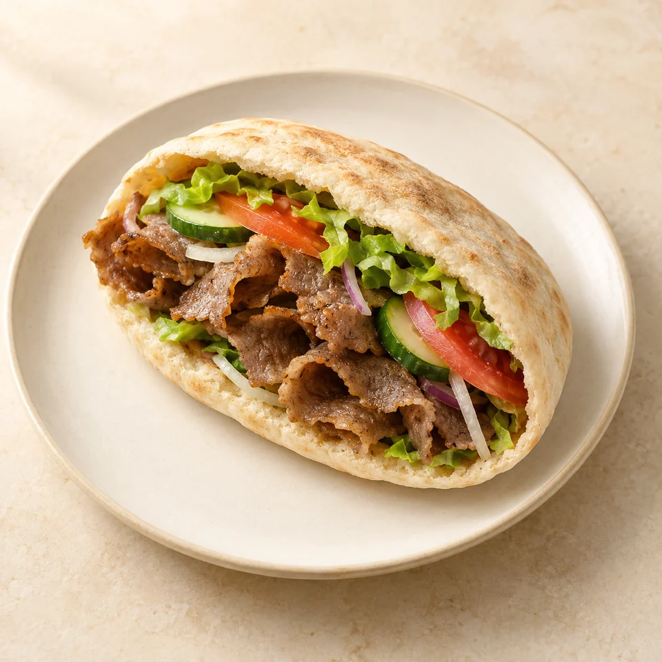 Kebab sandwich with pita and vegetables — ai-generated illustration