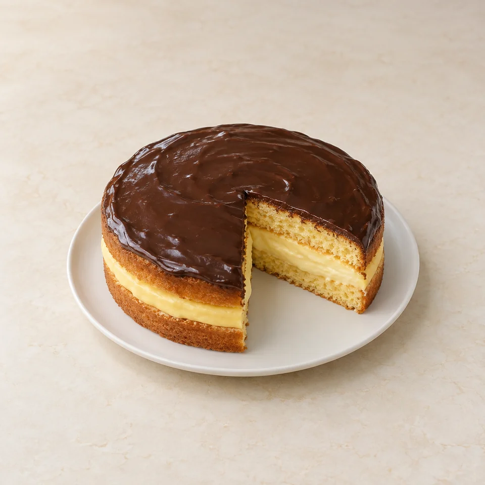 Boston cream pie (commercial) — ai-generated illustration