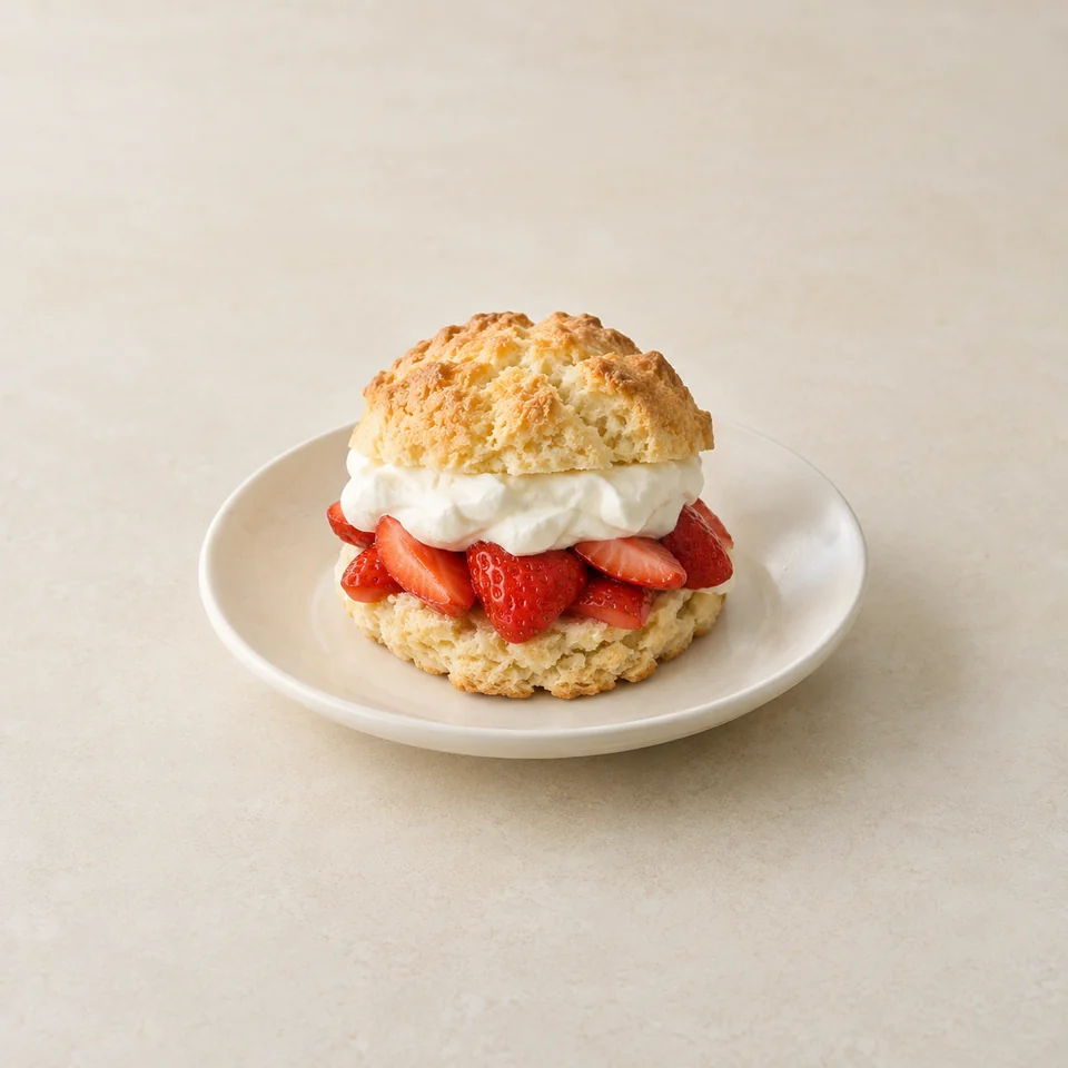 Homemade biscuit-style shortcake — ai-generated illustration
