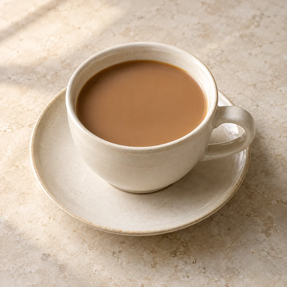Coffee, infusion, average, with semi-skimmed milk — ai-generated illustration