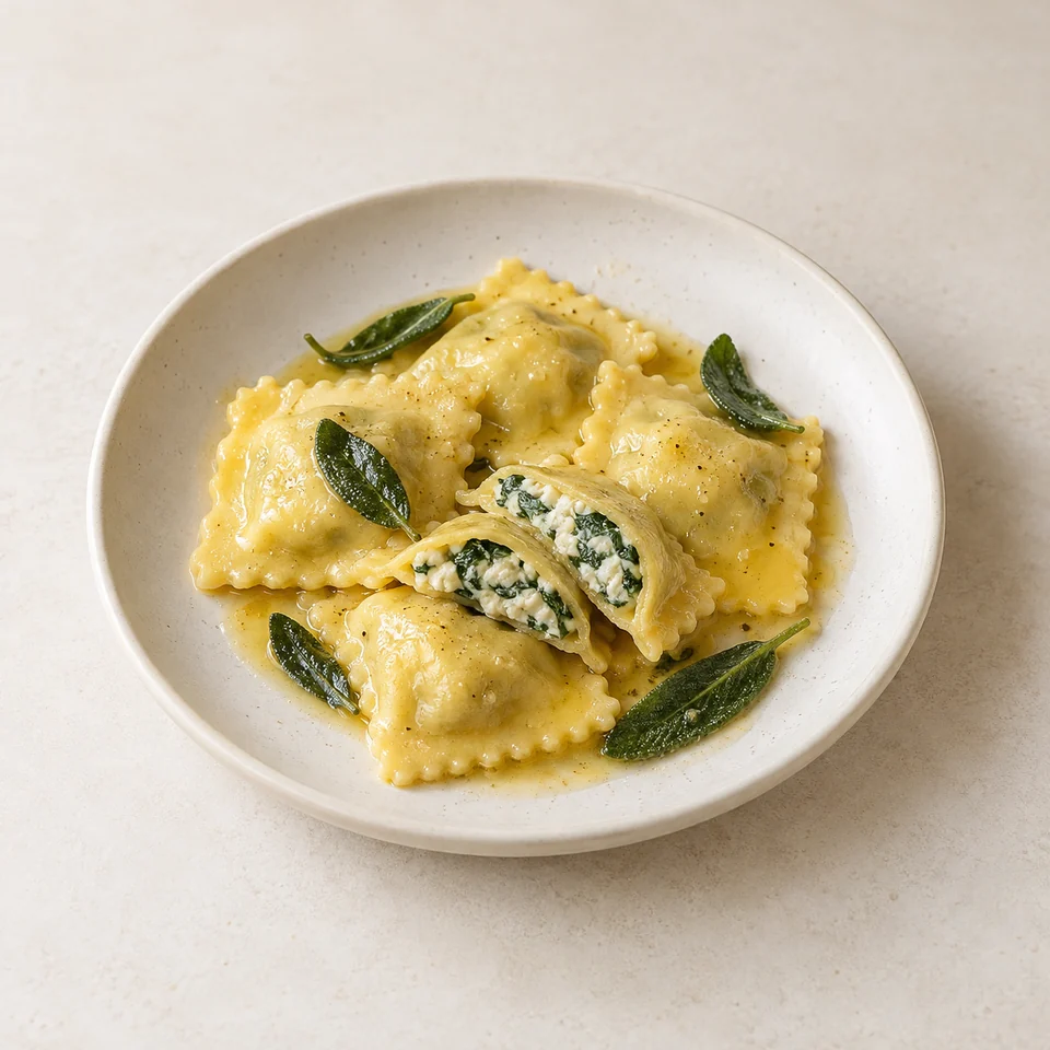 Ravioli with butter and sage — ai-generated illustration