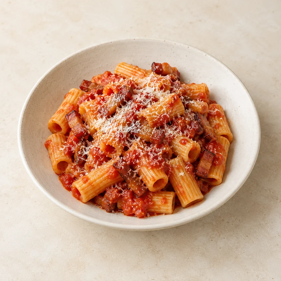 Pasta all’amatriciana — ai-generated illustration