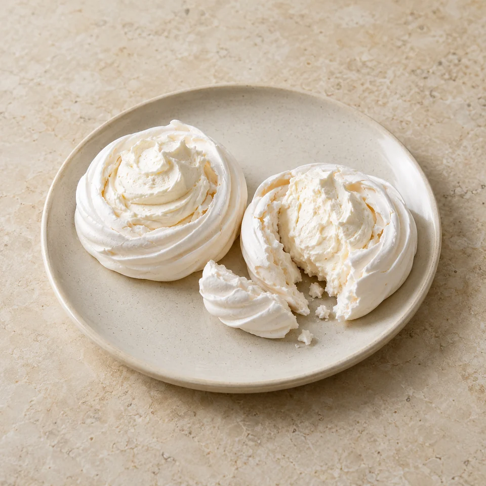 Meringue, with cream, homemade — ai-generated illustration