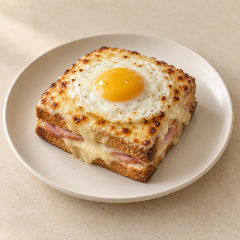 Homemade croque-madame — ai-generated illustration