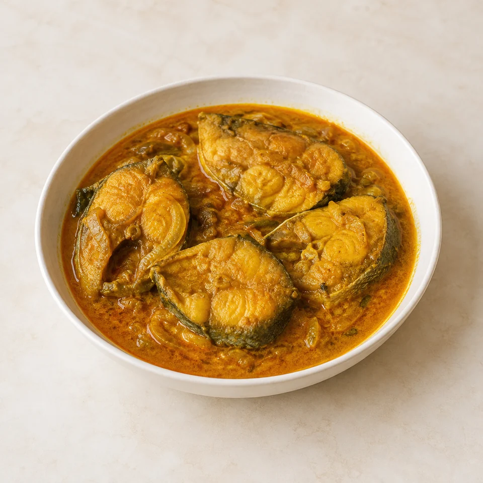 Curry, fish, Bangladeshi, homemade — ai-generated illustration