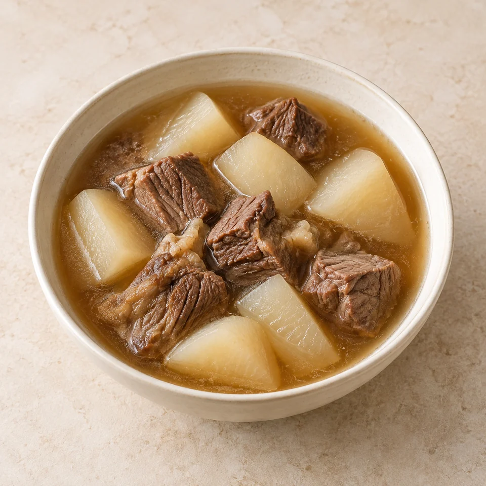 Daikon Radish and Beef Brisket Soup — ai-generated illustration