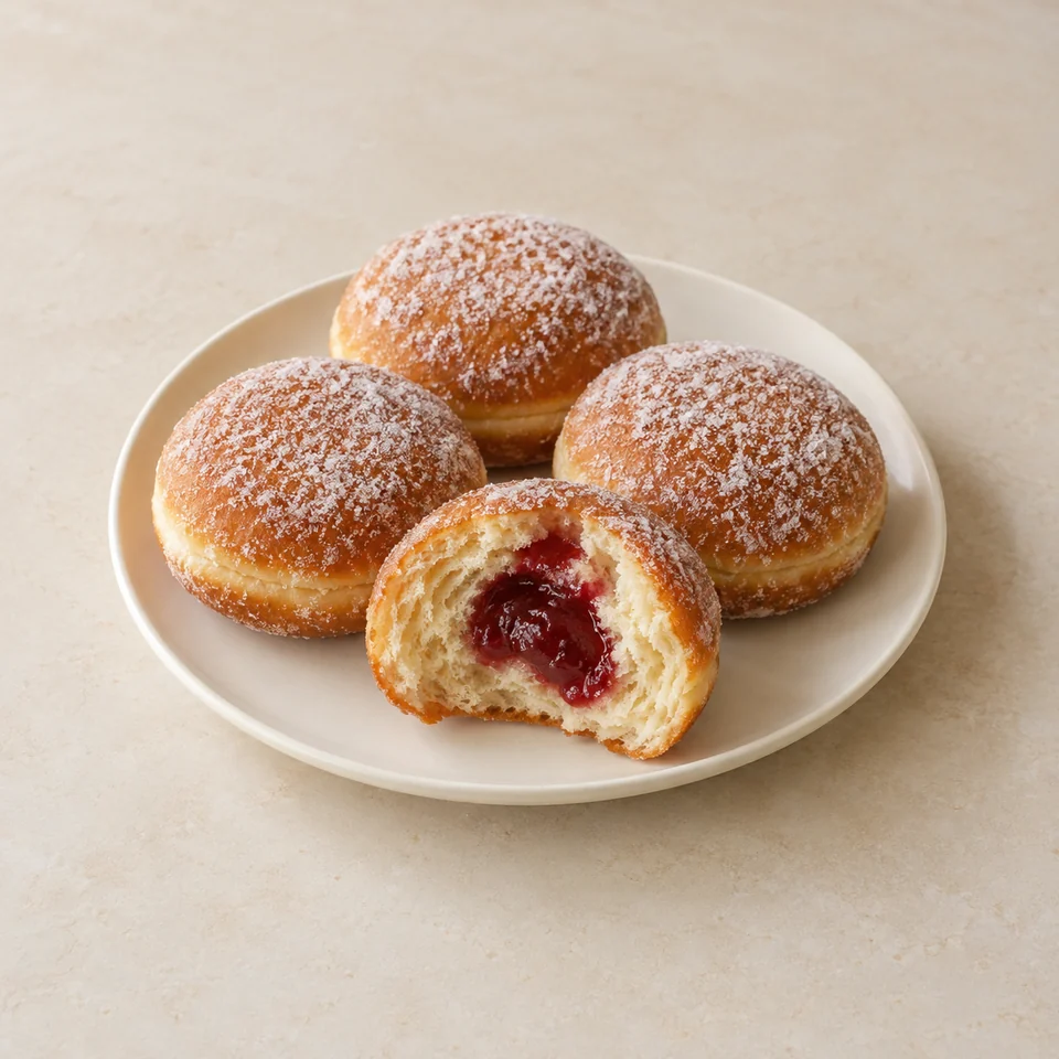 Doughnuts, with jam — ai-generated illustration