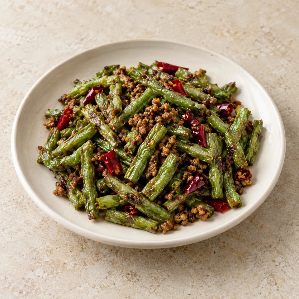 Dry-fried Long Beans — ai-generated illustration