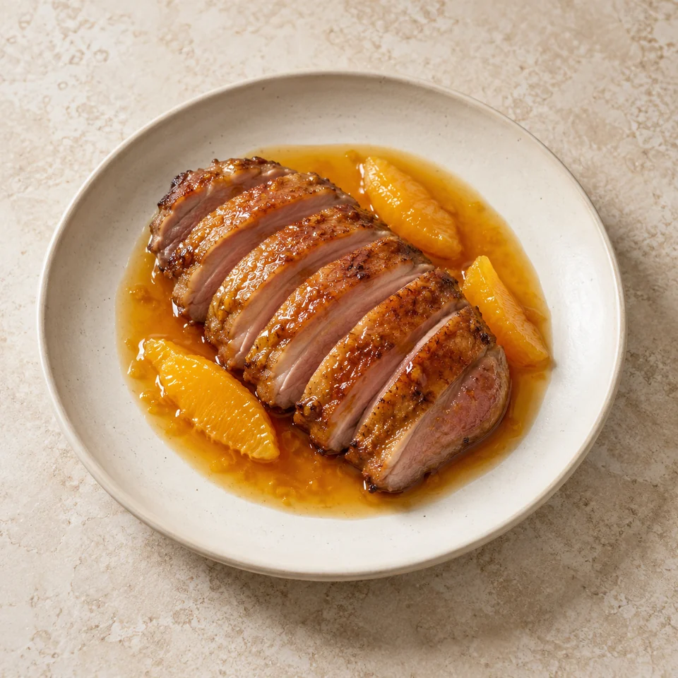 Duck a l'orange, including fat and skin, homemade — ai-generated illustration