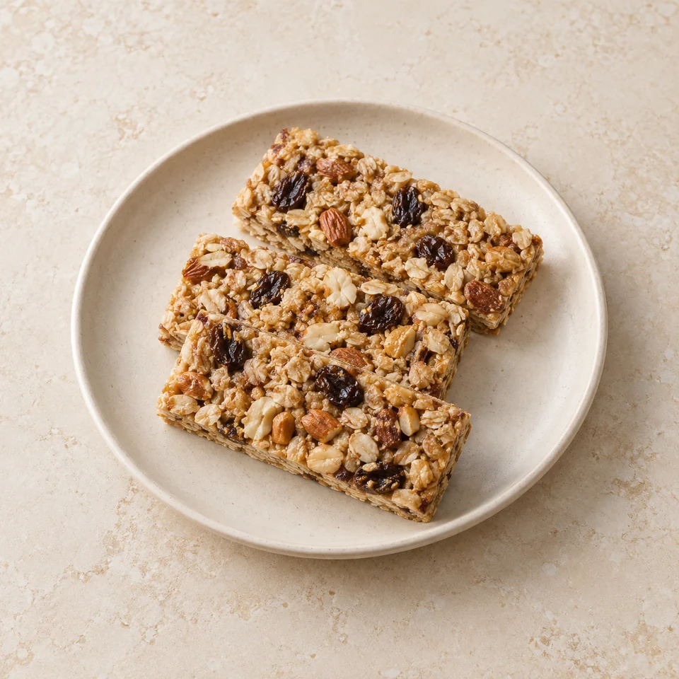 Cereal bars, with fruit and/or nuts, no chocolate, unfortified — ai-generated illustration