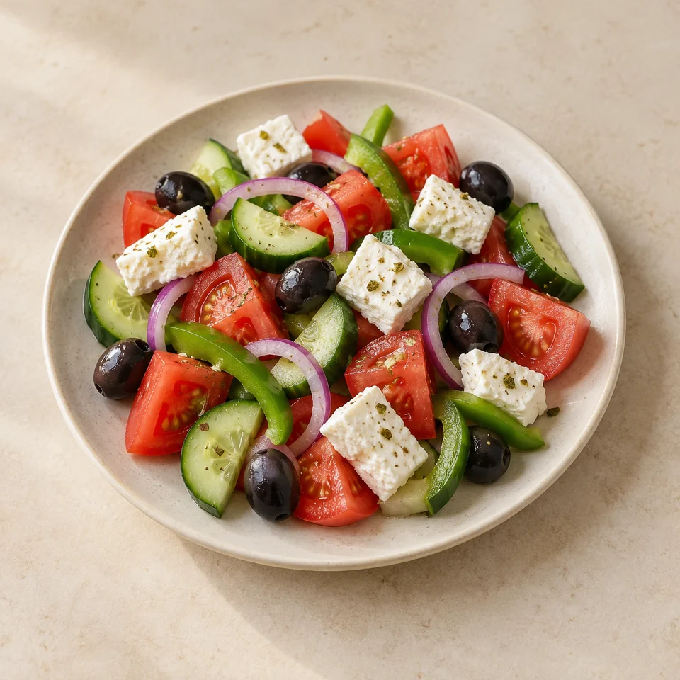 Salad, greek, no added dressing — ai-generated illustration