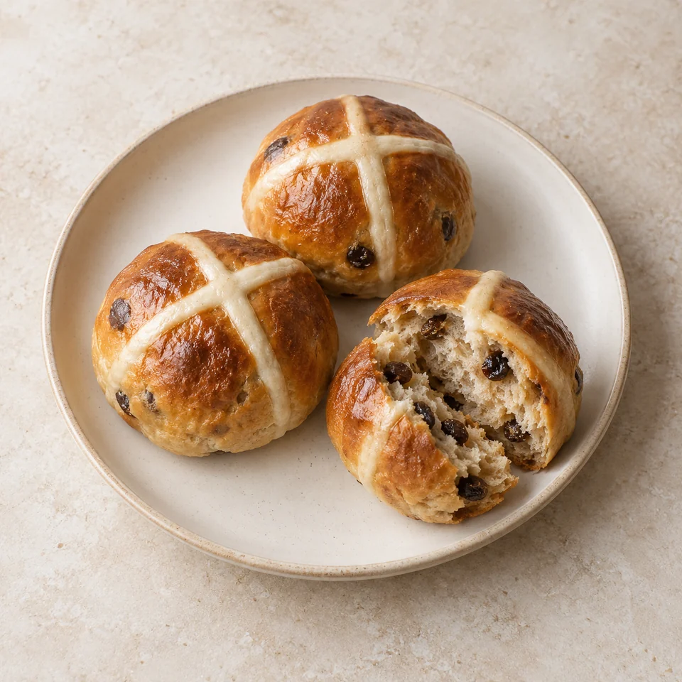 Hot cross buns, homemade — ai-generated illustration